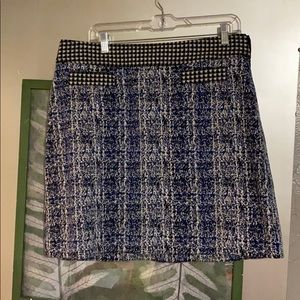 Cabi skirt w/ black blue and white checked pattern